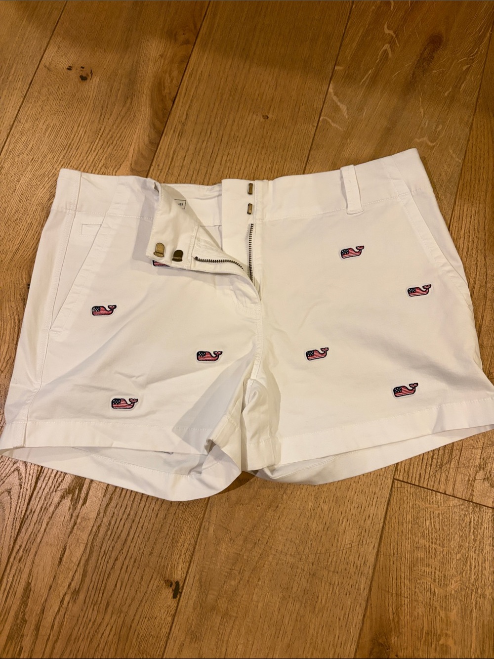 White Embroidered Whale Women’s Shorts